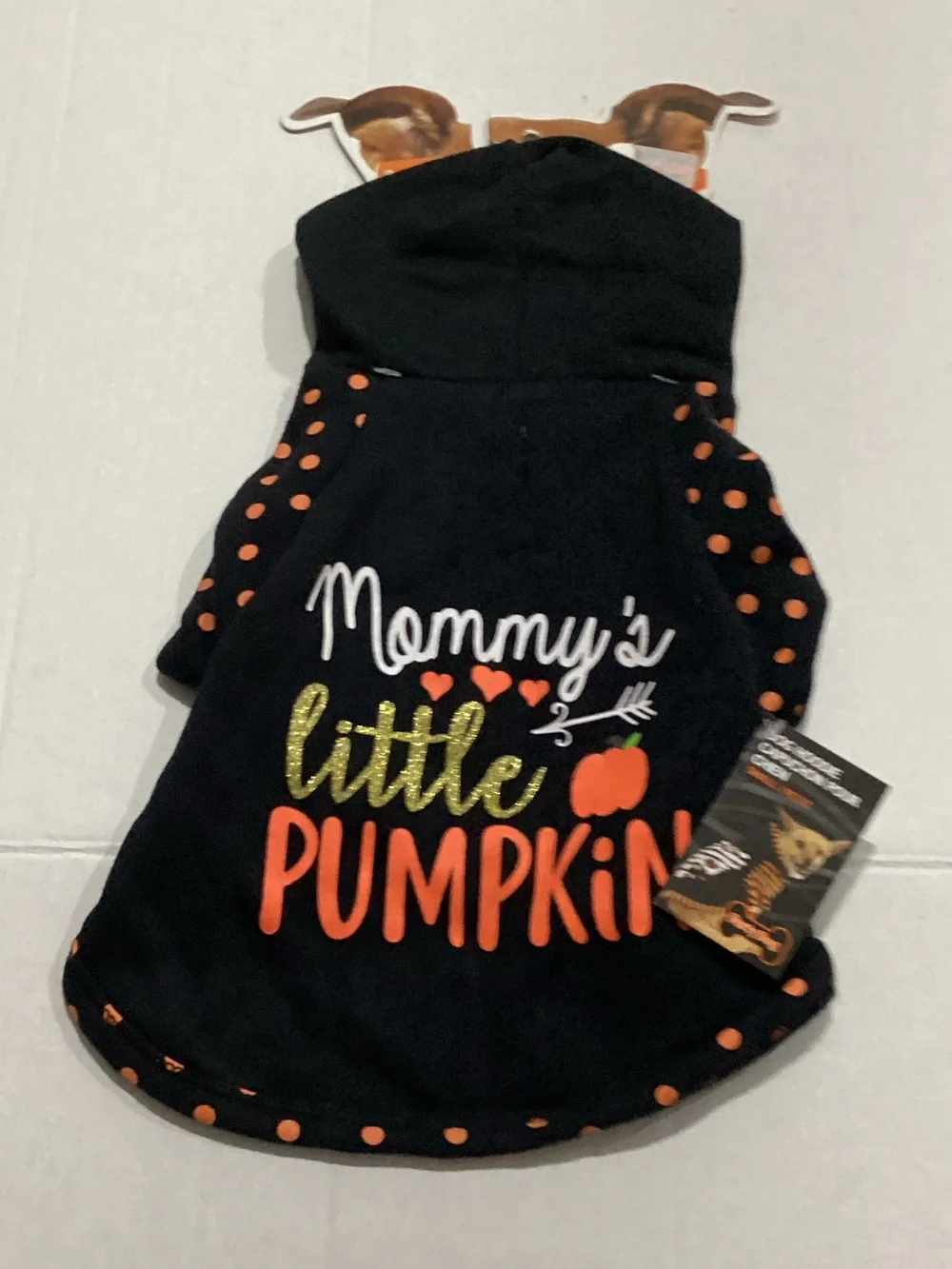 Mommy's Little Pumpkin Dog Hoodie - Black & Orange
